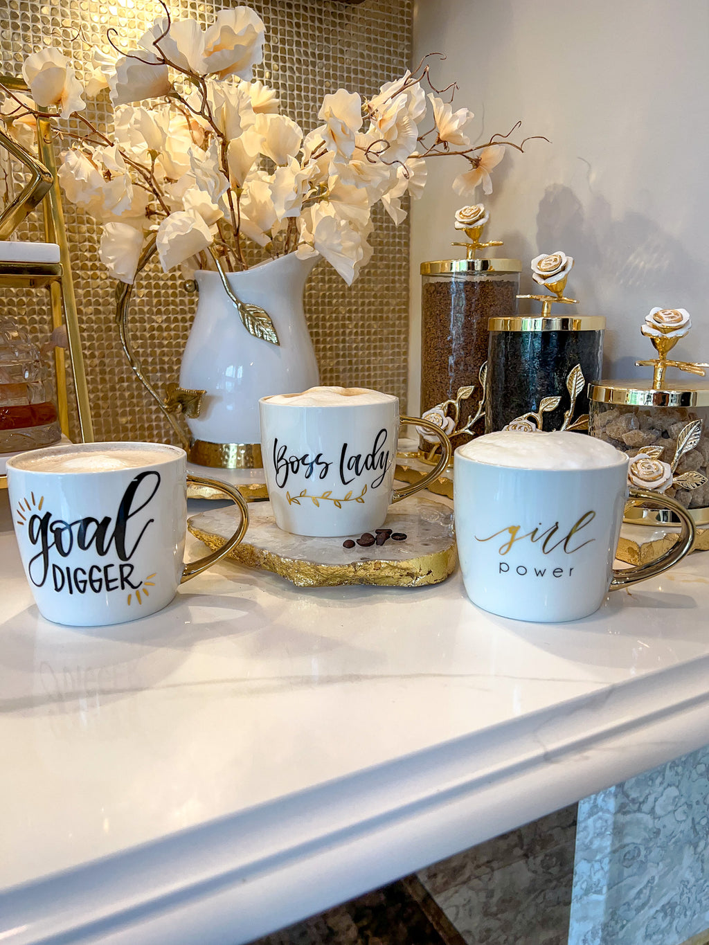 Luxury White And Gold Plated Coffee Mugs – DesignedBy The Boss