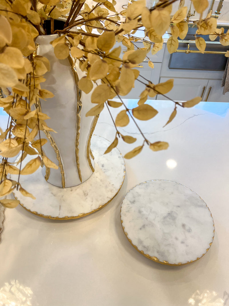 Marble Lazy Susan with  Gold Organic Edge (2 Sizes)