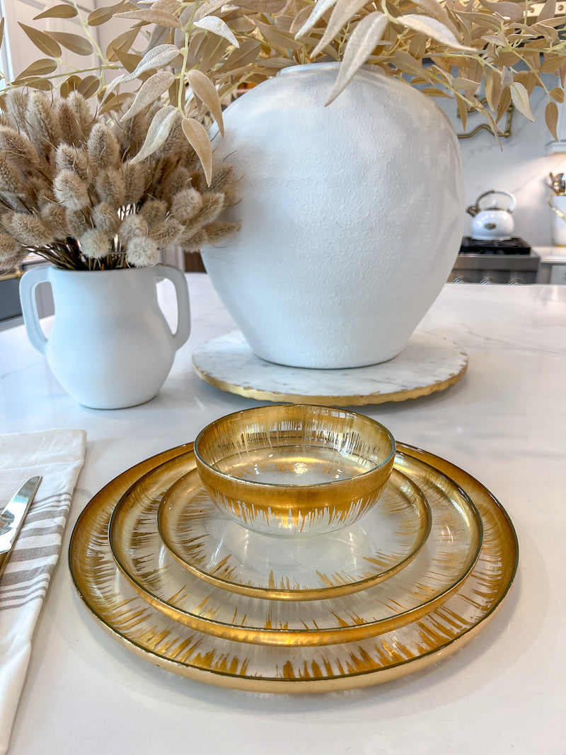 Gold Brushed Rim Dinnerware Collection (4 Styles)