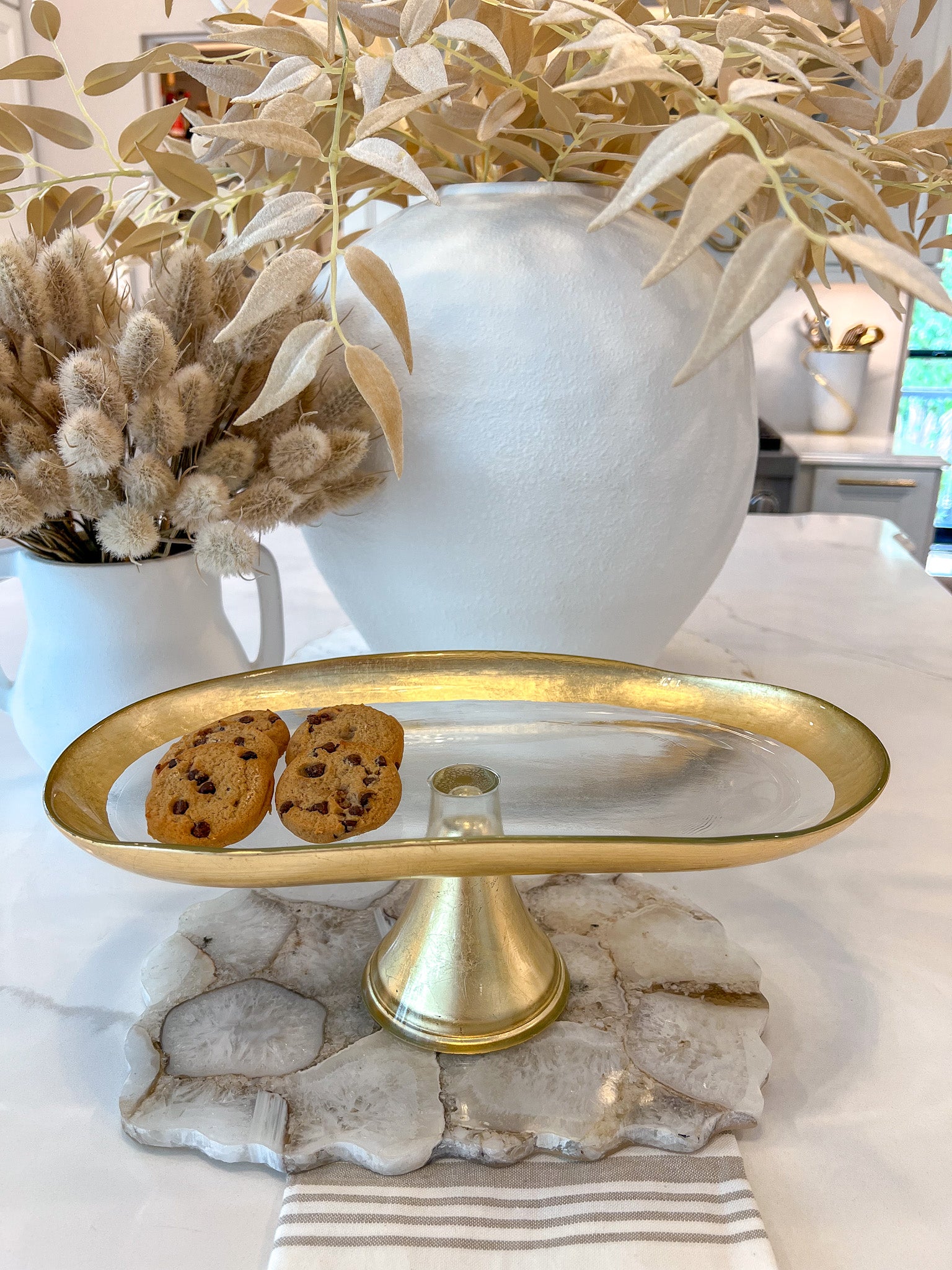 Long Footed Gold & Glass Tray