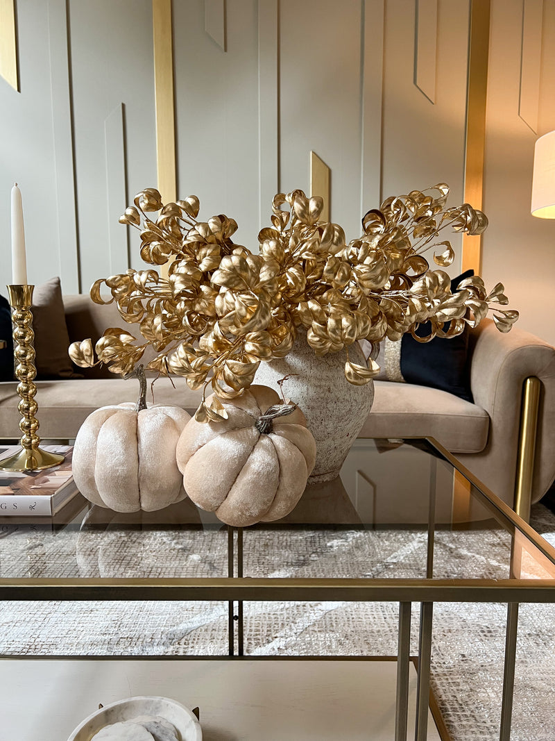 14" Gold Curly Leaf Stem