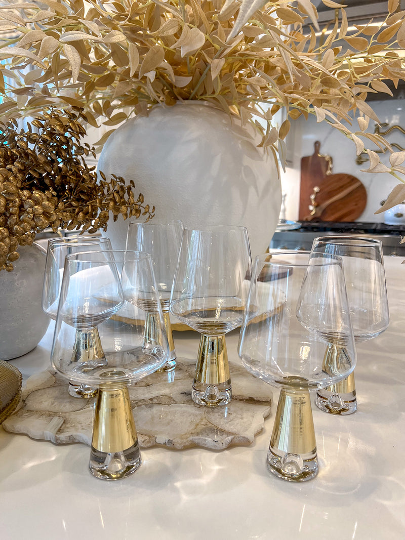 Set of 6 Glasses with Gold Stem