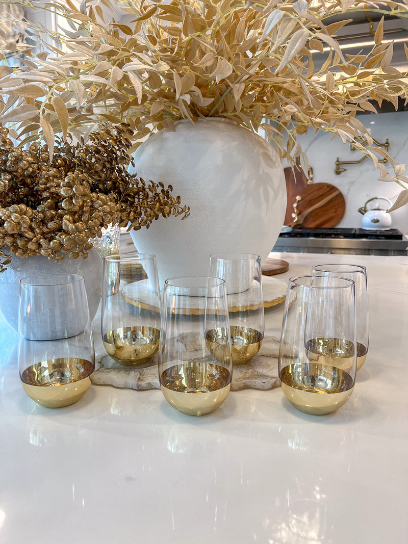 Set of 6 Glasses with Gold Dipped Base