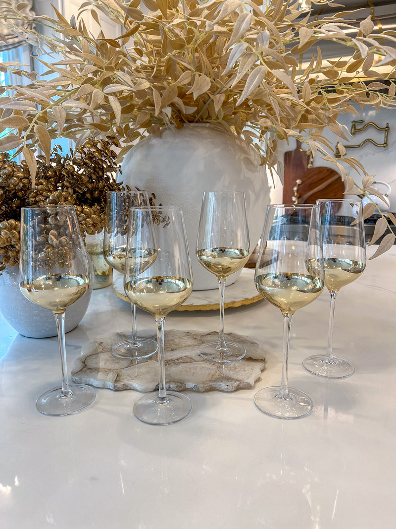 Set of 6 Glasses with Gold Dipped Bottom