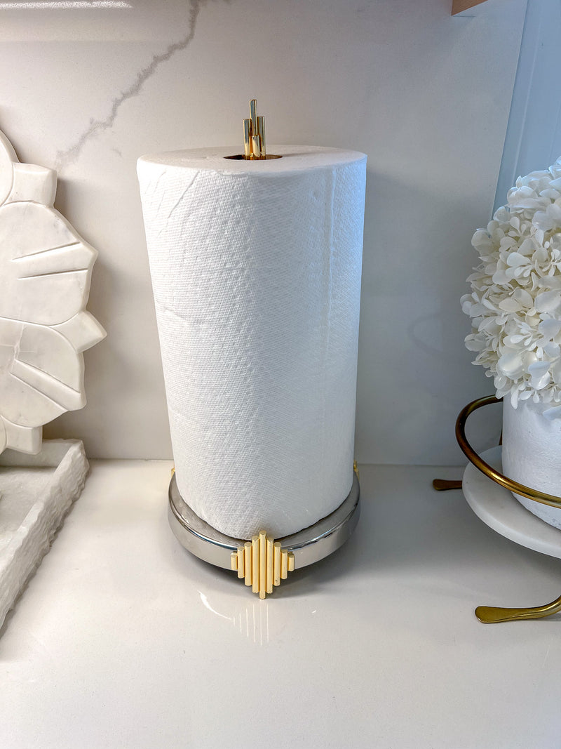 Paper Towel Holder with Gold Diamond Design