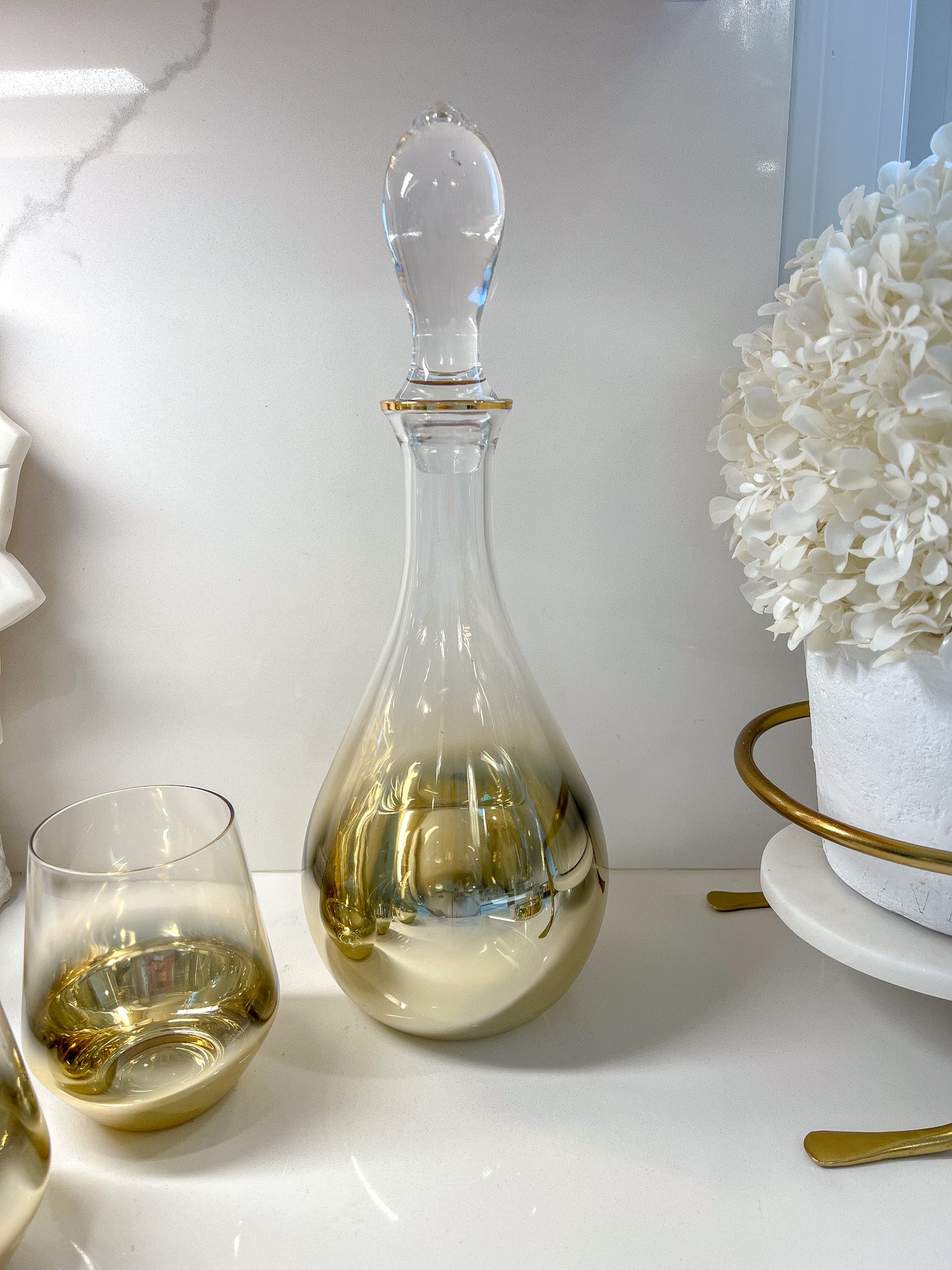 Glass Decanter with Gold Ombre Design