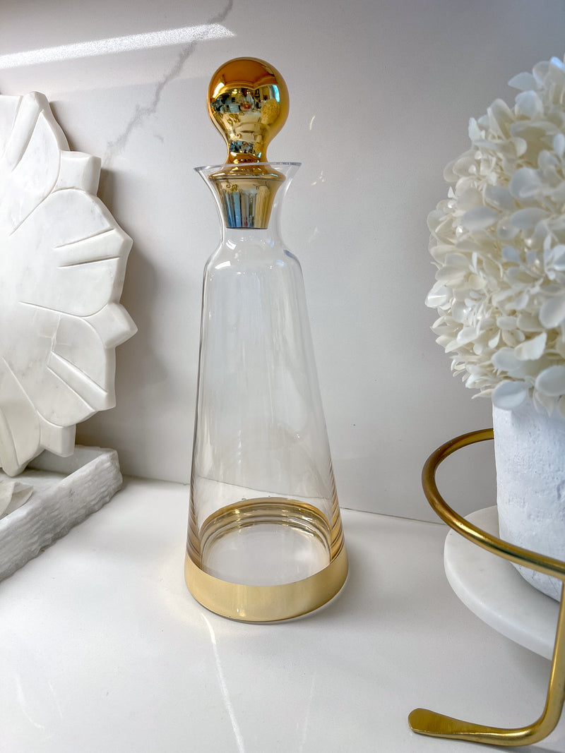 Glass Decanter with Gold Lid