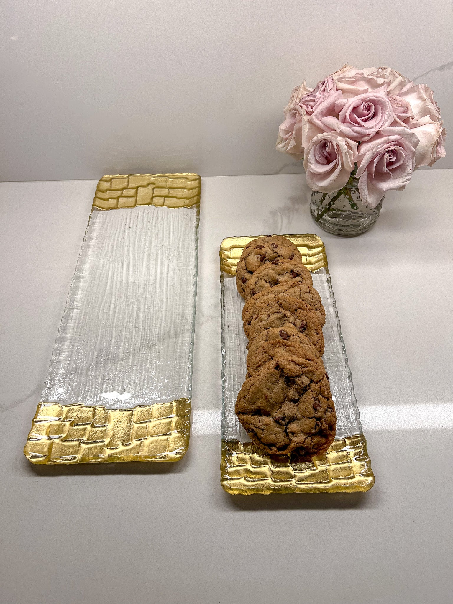 Glass Tray with Gold Edges (2 Sizes)