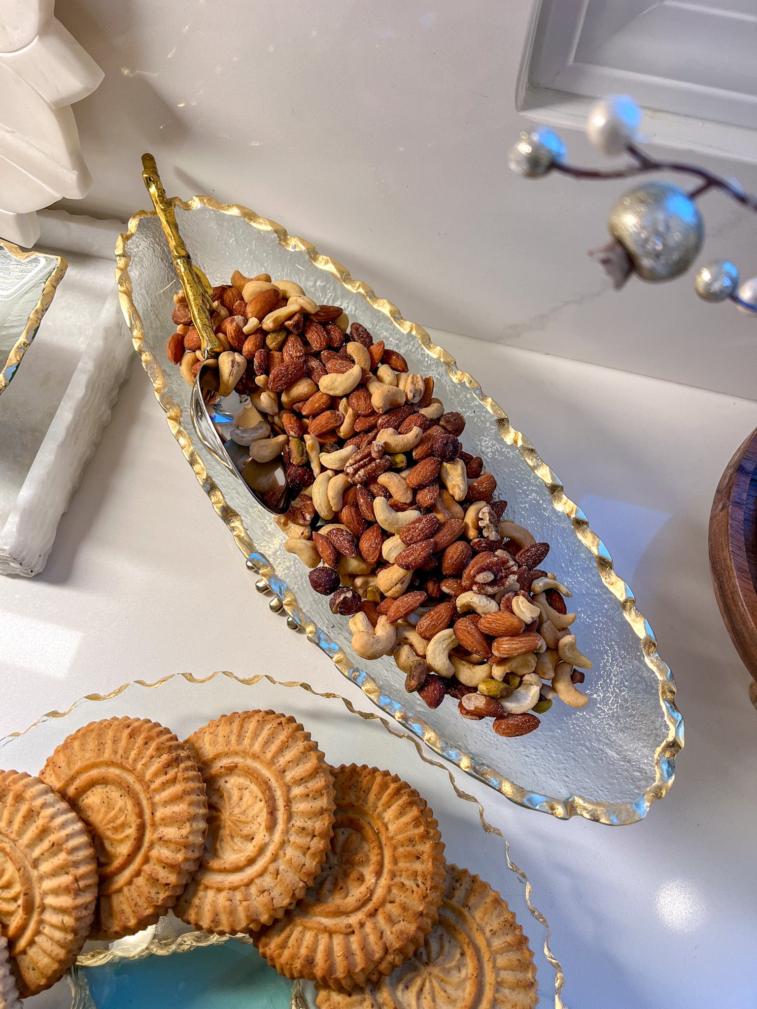 Glass Oval Tray with Gold Edges