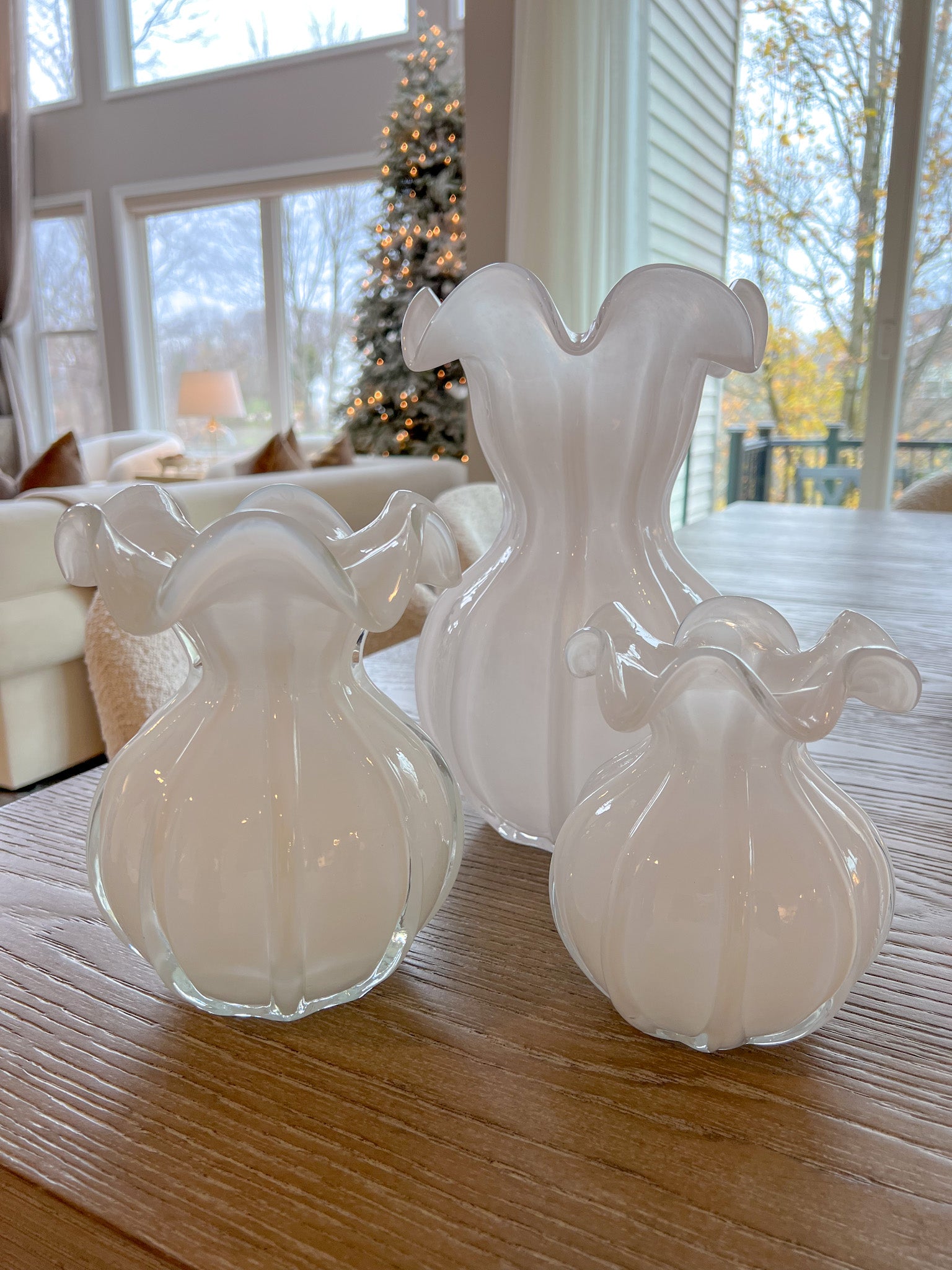 White Glass Vase (3 Sizes)