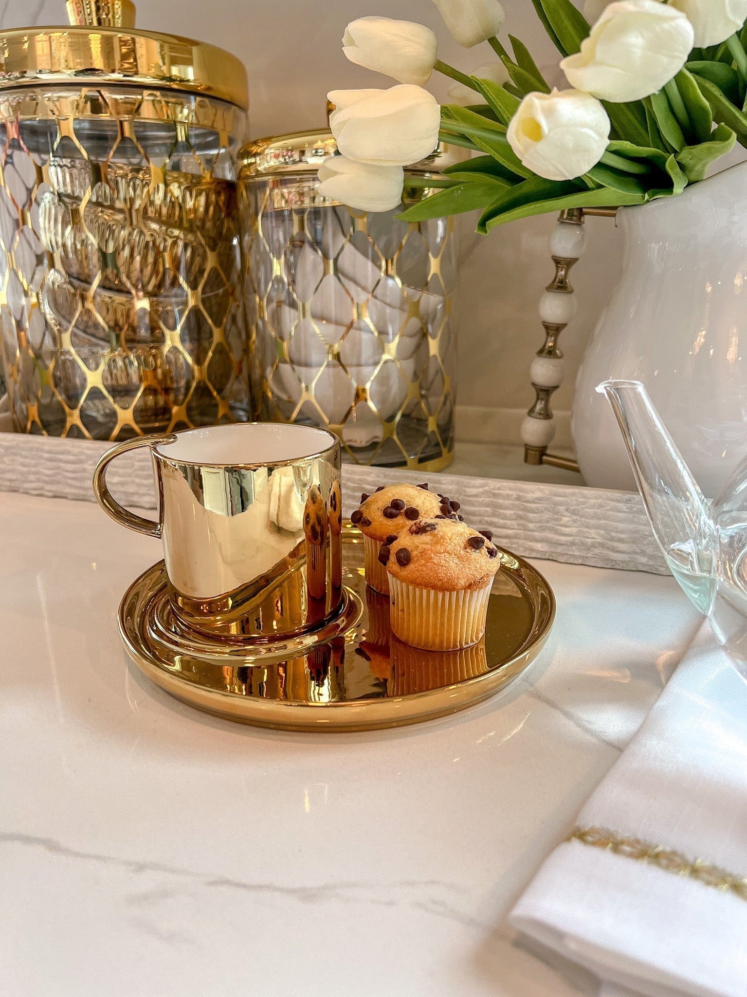 Gold Cappuccino Cup and Plate