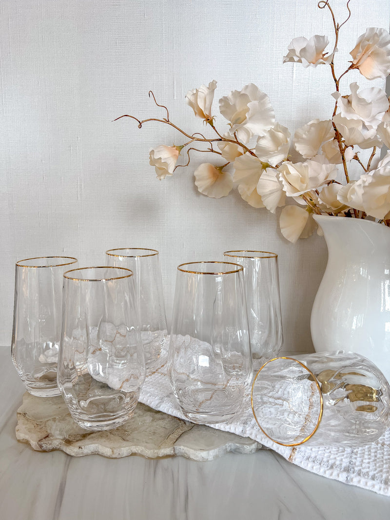 Set of 6 Tumblers with Gold Trim