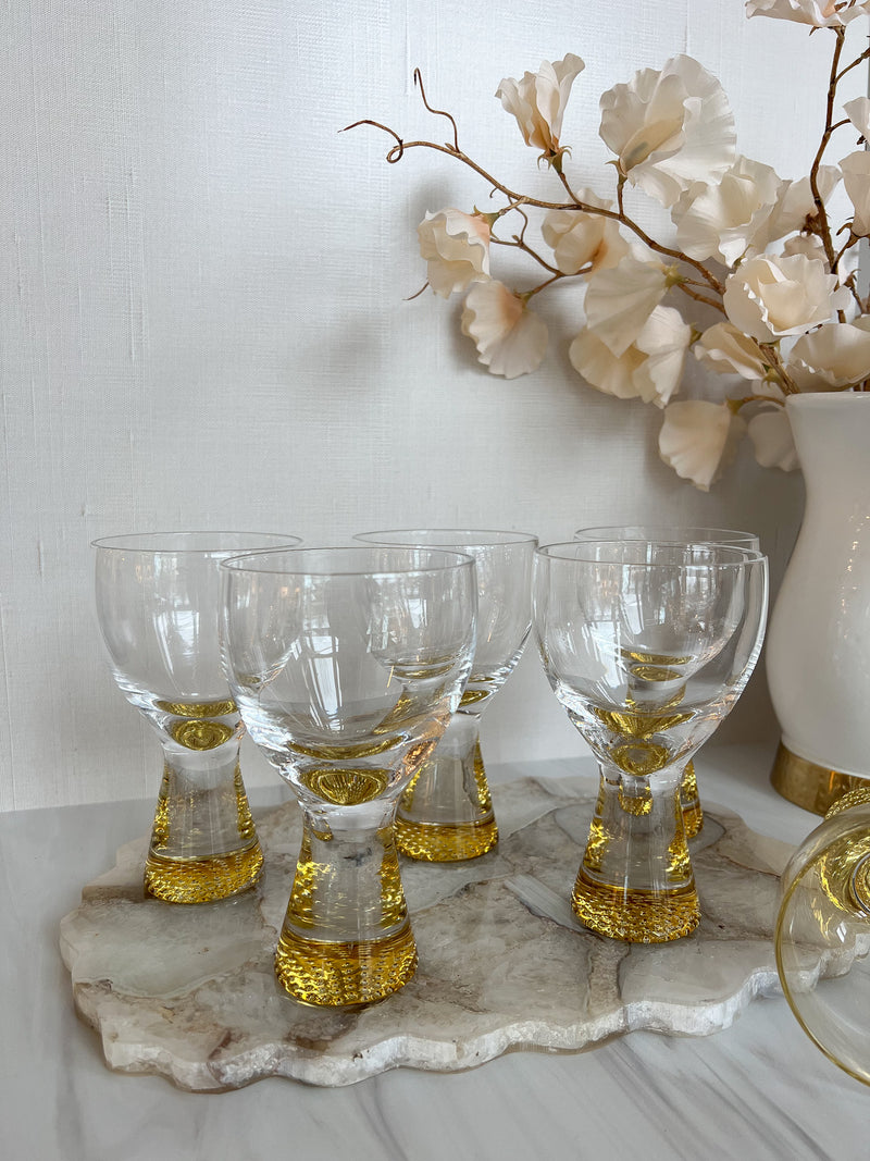 Set of 6 Water Glasses with Gold Base