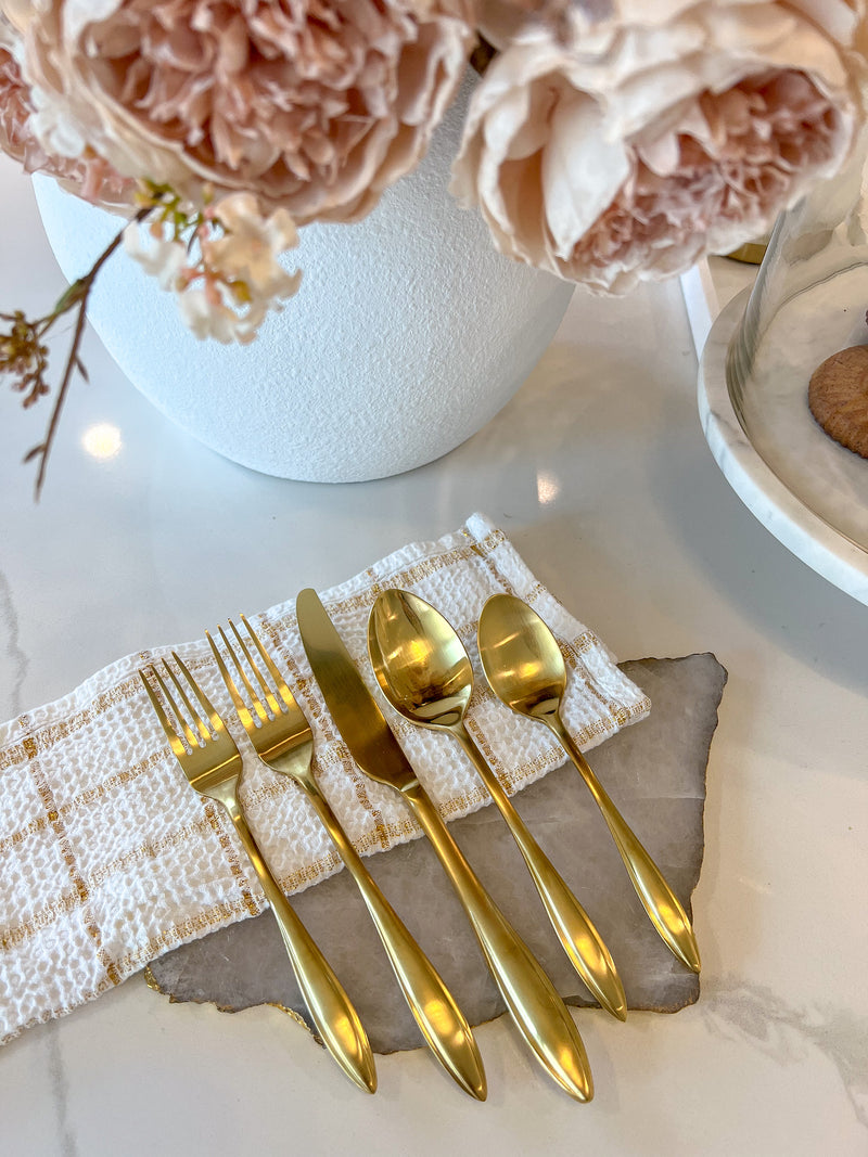20 Pc. Matte Gold Stainless Steel Flatware Set - Service For 4