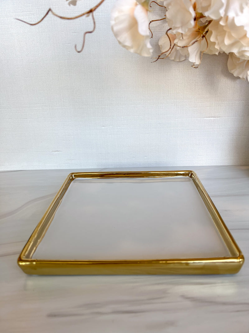 White Tray with Gold Edge (2 Styles)