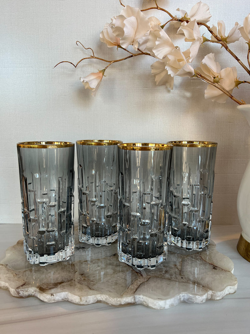 Set of 4 Glasses with Gold Rim (2 Colors)