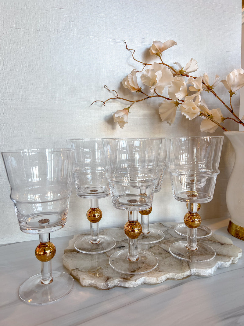 Set of 6 Glasses with Gold Ball Design