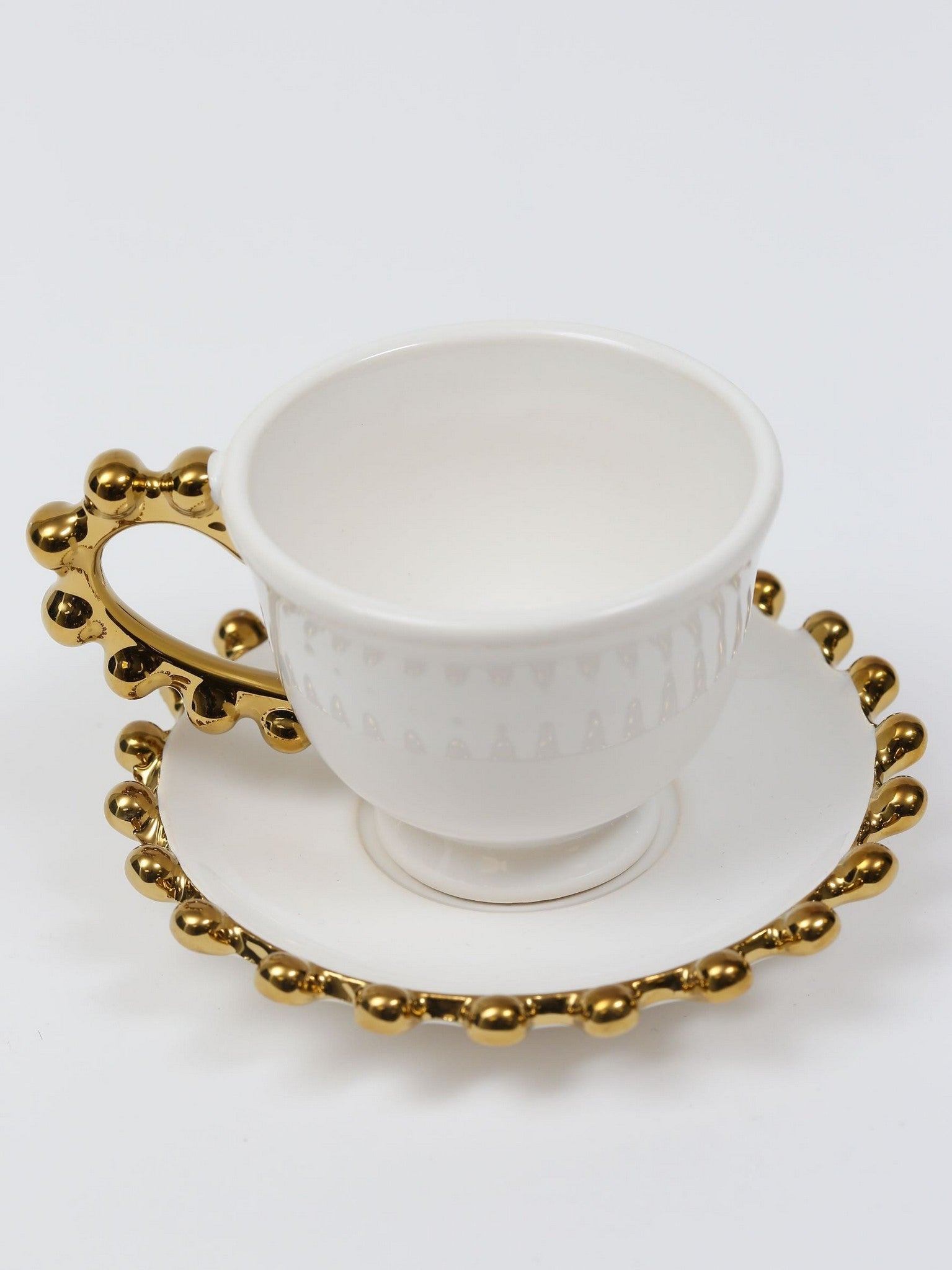 White and Gold Beaded 5 Piece Dinner Set