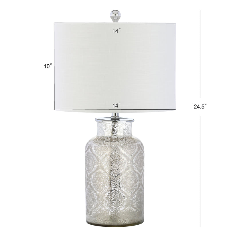 Jenna 24.5" Trellis Pattern Glass LED Table Lamp