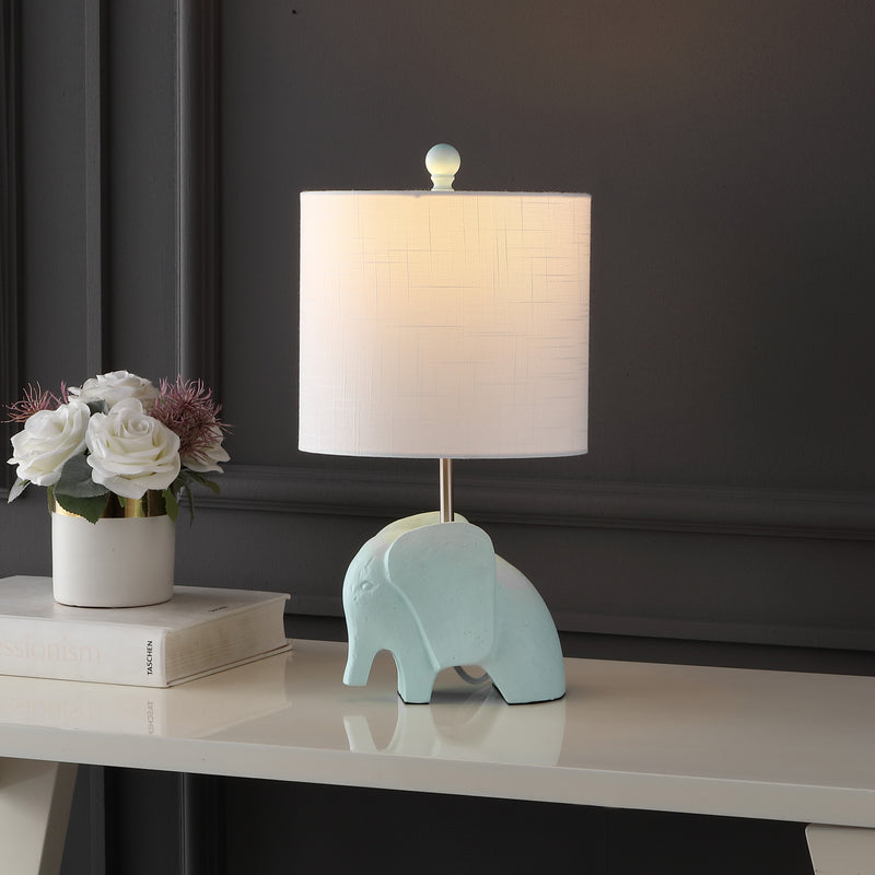 Eclectic Southwestern Resin/Iron Elephant LED Kids Table Lamp