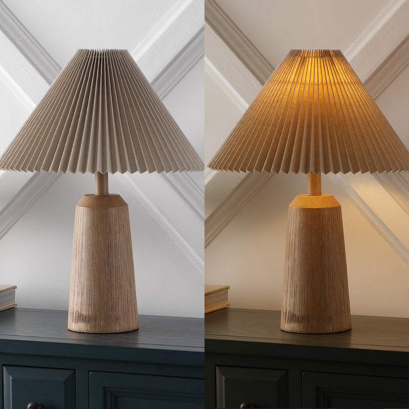 Rustic Lighthouse Table Lamp with Pleated Shade