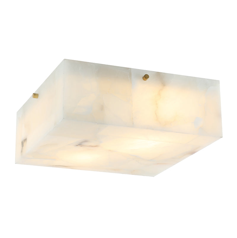 Elegant 13" 2-Light Modern Contemporary Alabaster/Iron Square LED Flush Mount