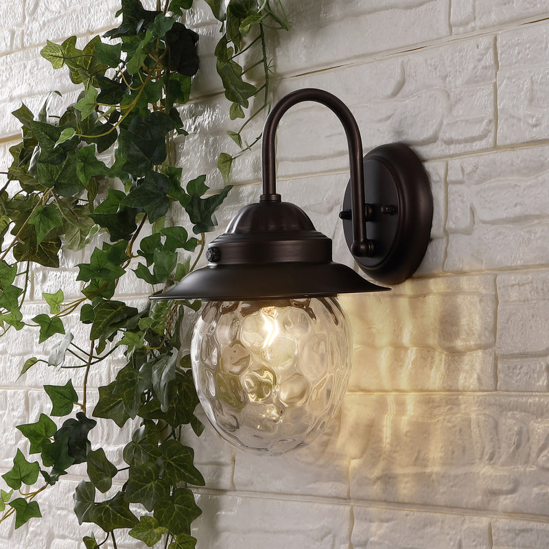 8.25"  Farmhouse Industrial Iron/Glass Outdoor LED Sconce