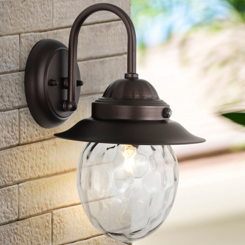 8.25"  Farmhouse Industrial Iron/Glass Outdoor LED Sconce