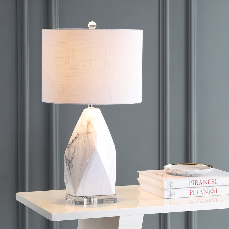 Ayla 25.5" Ceramic Marble/Crystal LED Table Lamp