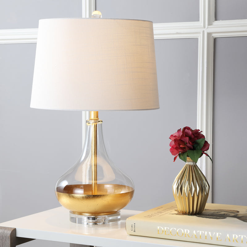 Clear and Gold  24.5" Glass LED Table Lamp