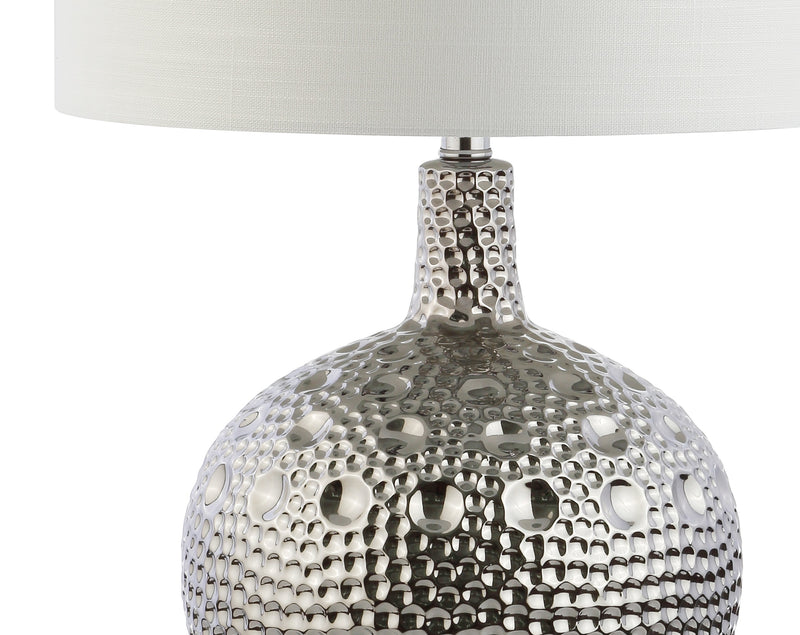 Chrome Metallic 27" Ceramic Table Lamp