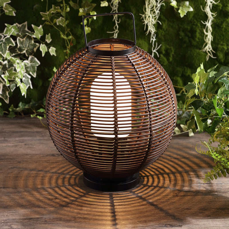 Outdoor Woven Globe LED Lantern