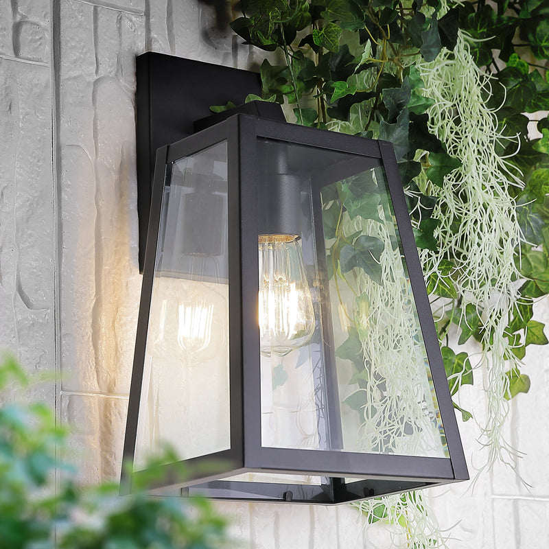 Pasadena 9" Iron/Glass Modern Industrial Angled Outdoor Lantern