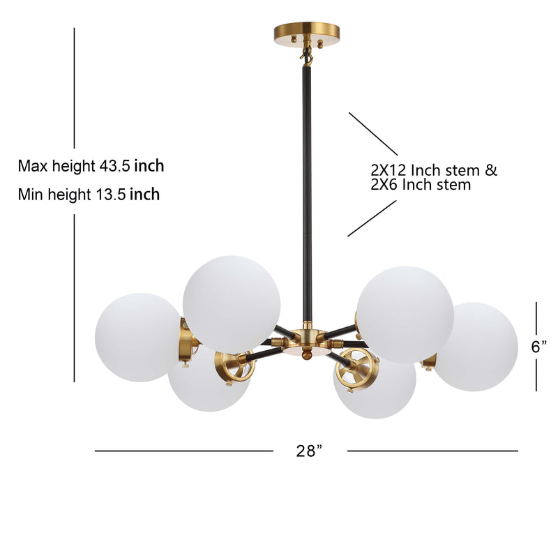 Rosy Adjustable 6-Light 28" Brass Cluster Chandelier