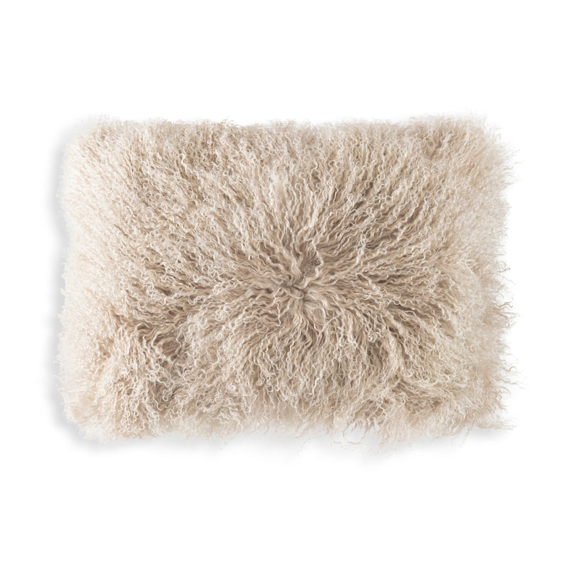 Luna Ivory Beige Fur Lumbar Pillow