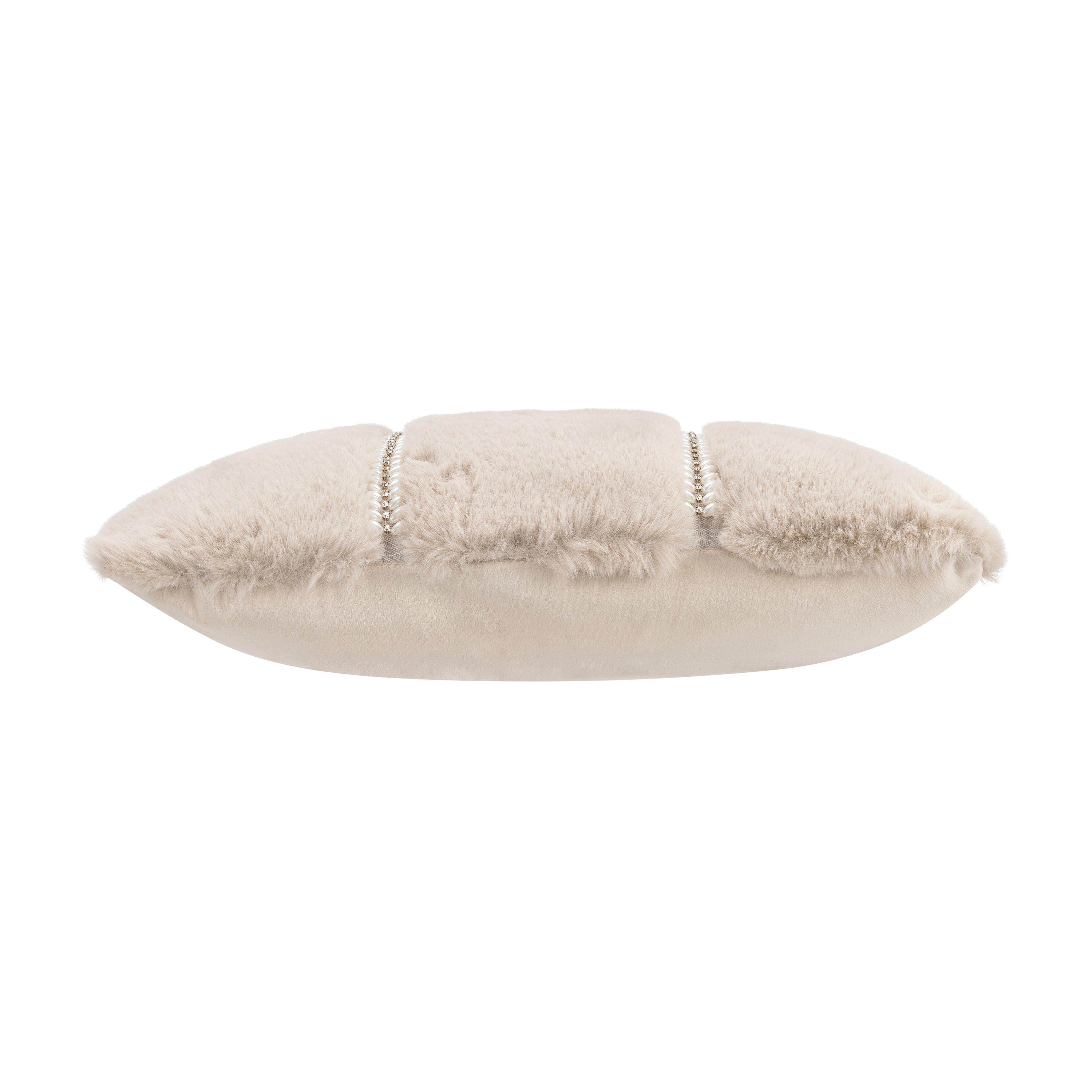 Lux Beige Fur Lumbar Pillow