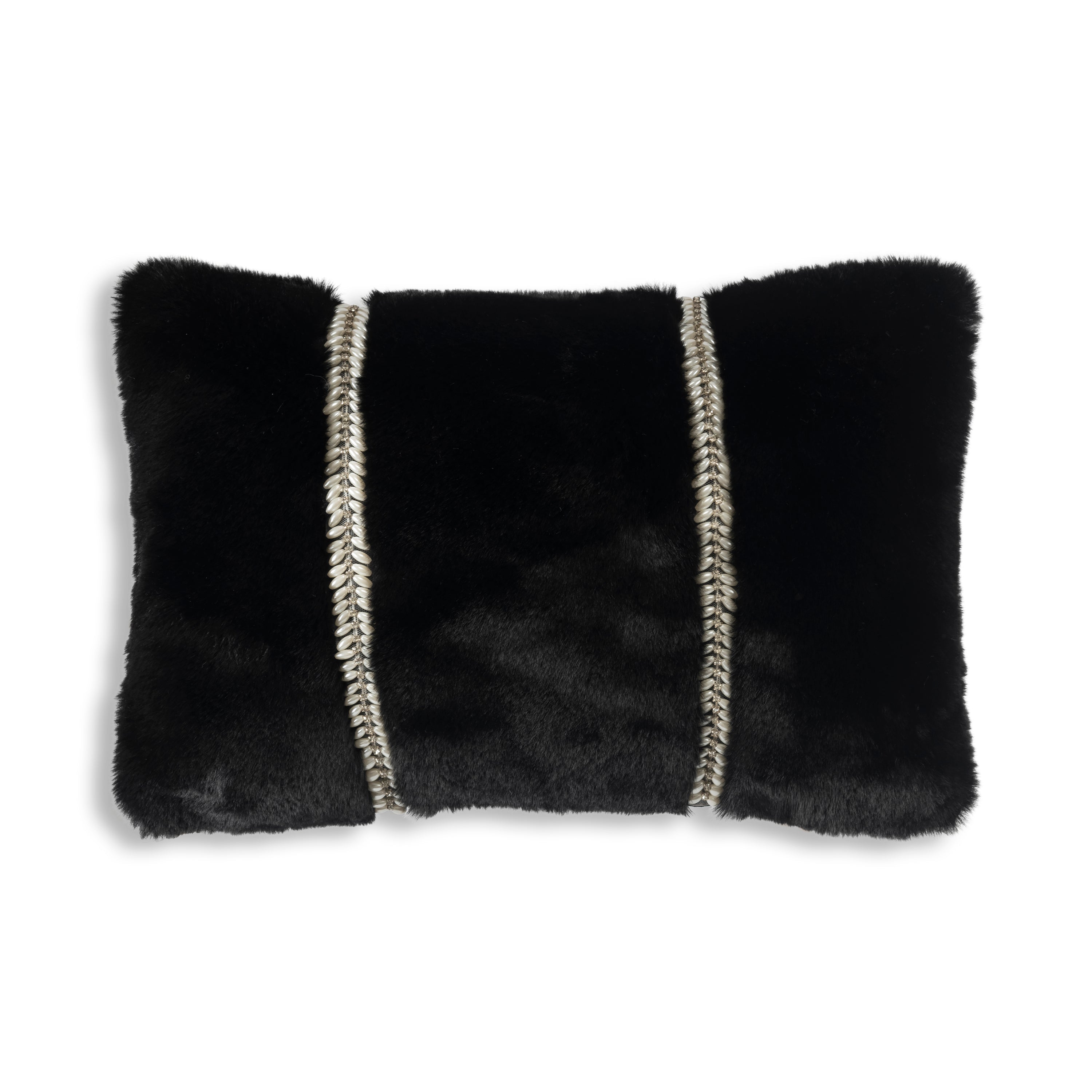 Lux Black Fur Lumbar Pillow