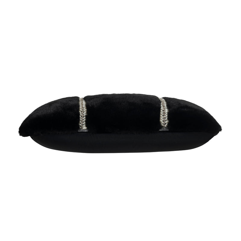 Lux Black Fur Lumbar Pillow