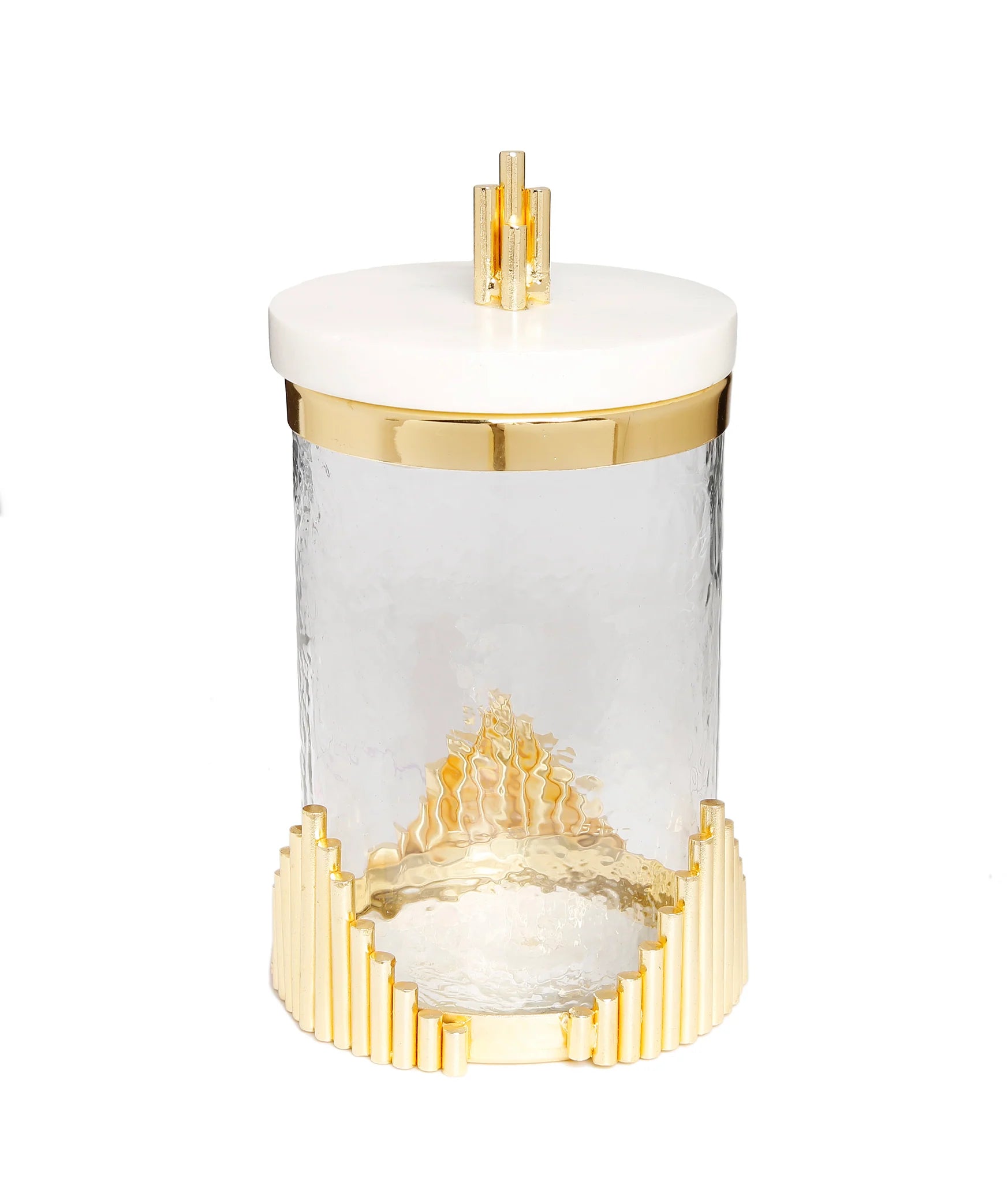 Glass Canister with Gold Diamond Design and Marble Lid (3 Sizes)