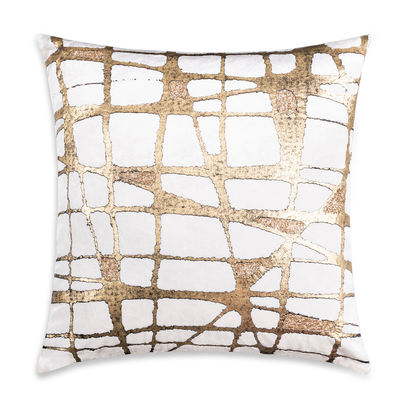 Mila Abstract Ivory Gold Pillow