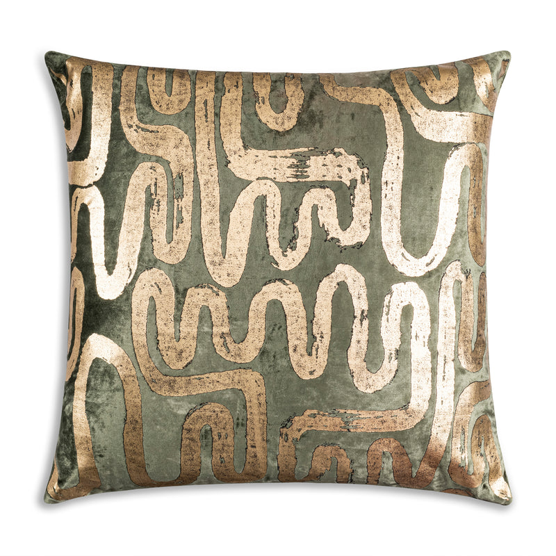 Mila Circular Abstract Green Gold Pillow