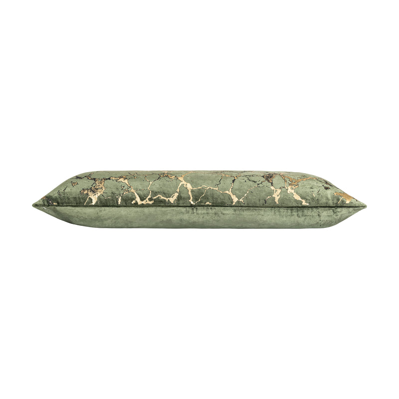 Mila Crackle Abstract Green Gold Pillow