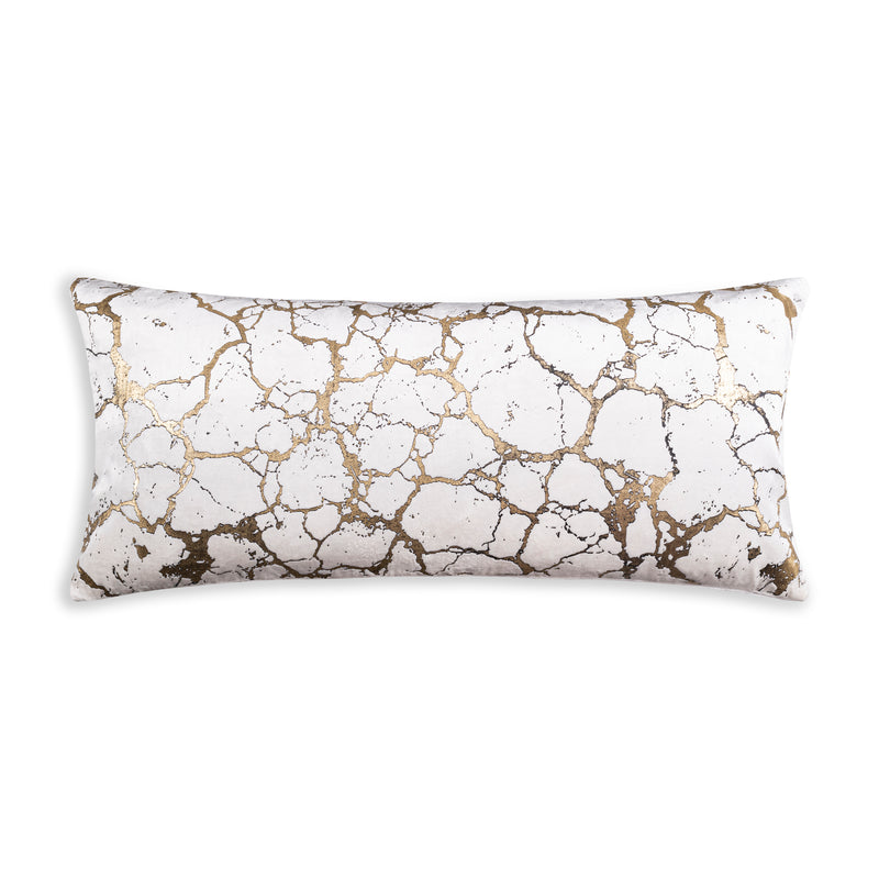 Mila Crackle Abstract Ivory Gold Pillow