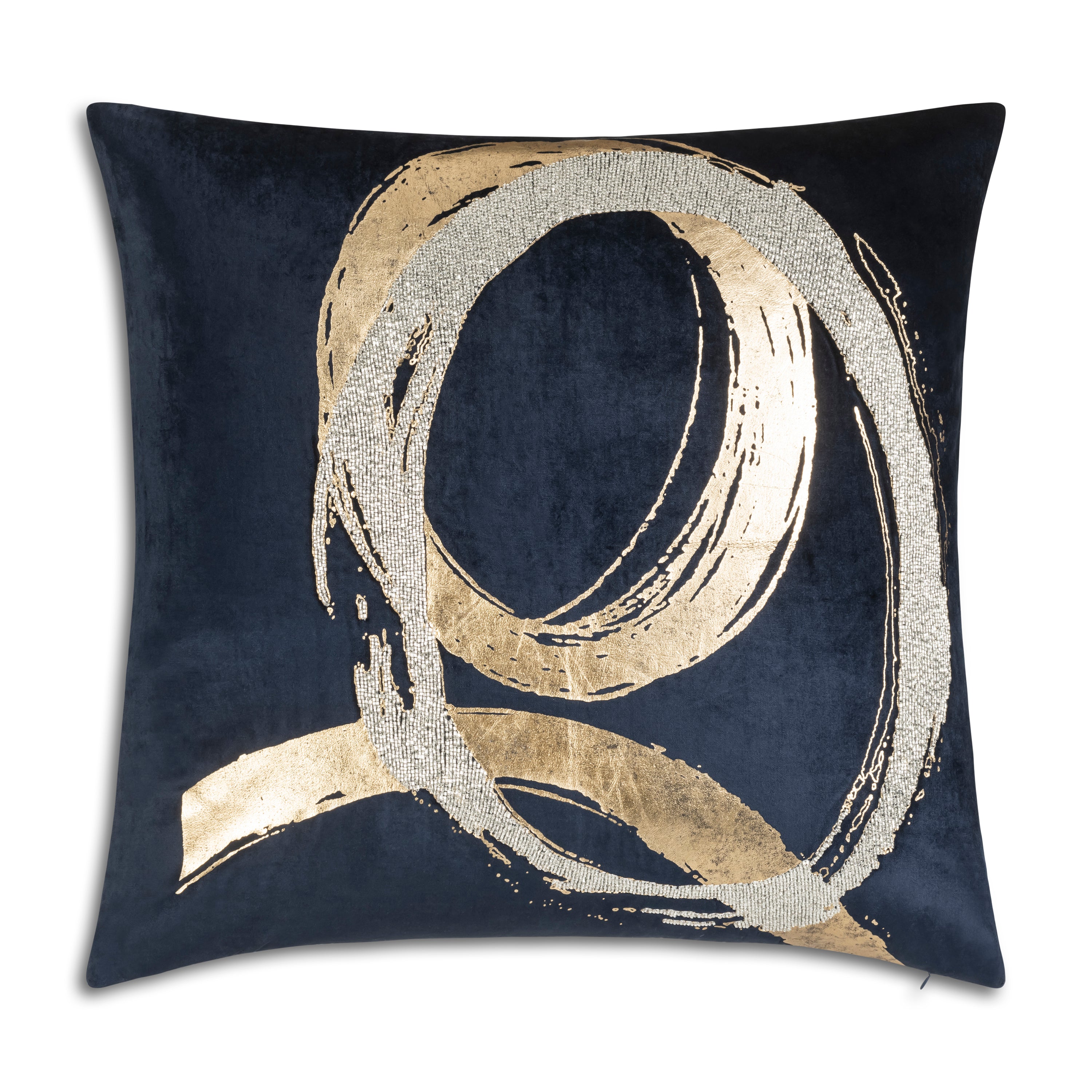 Mira Silver Foil Navy Pillow