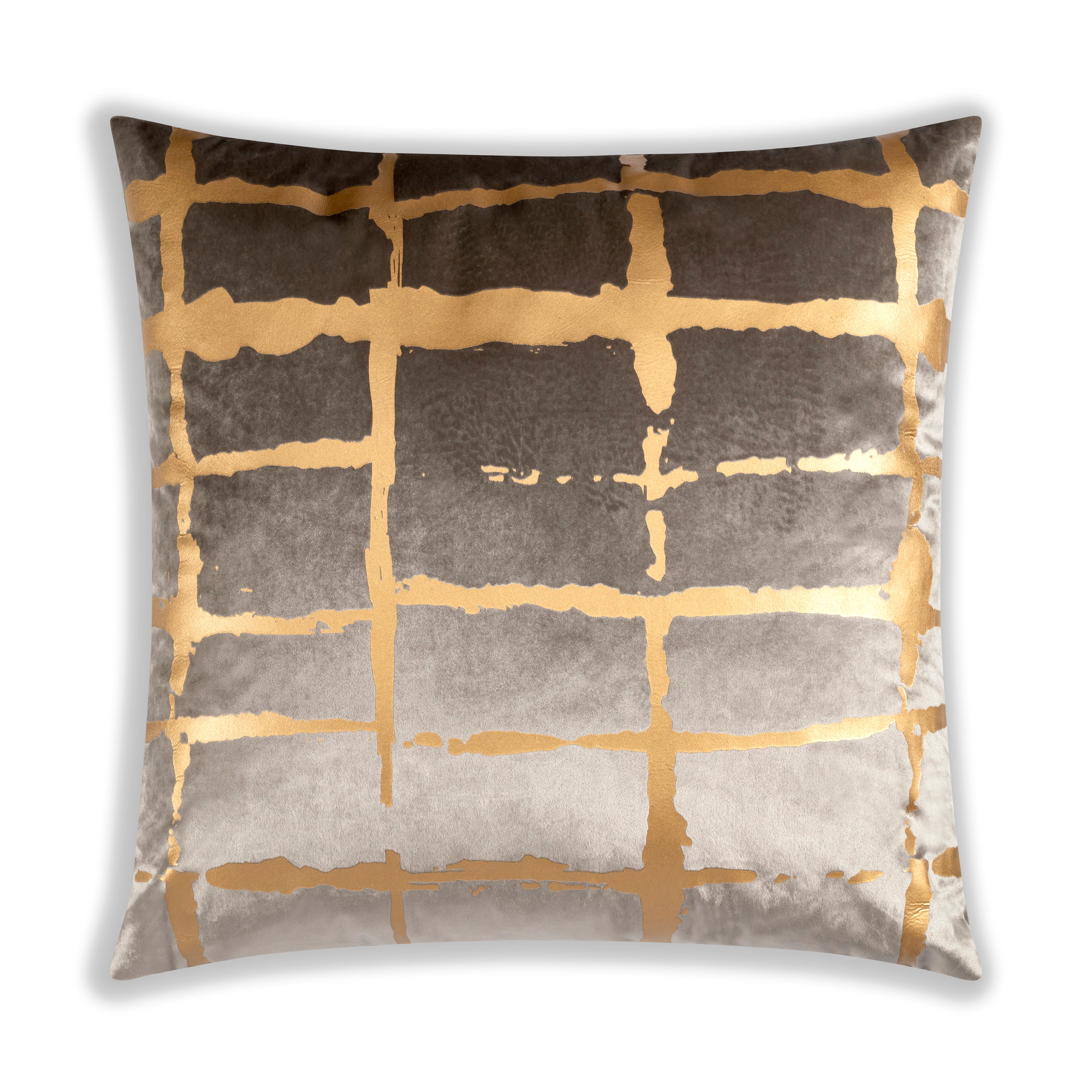 Oslo Grey And Gold Velvet Pillow