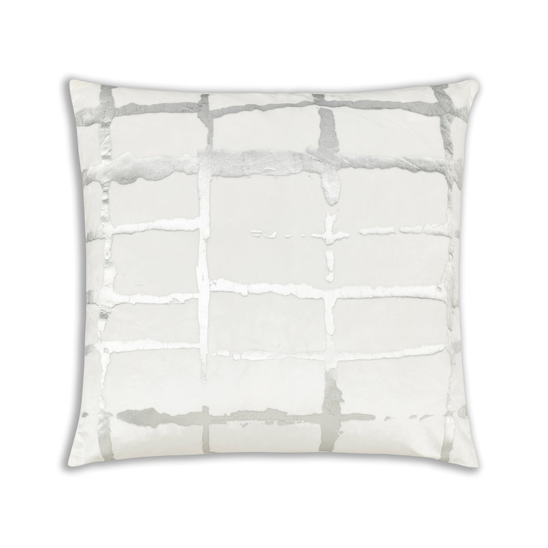 Oslo White Silver Velvet Pillow