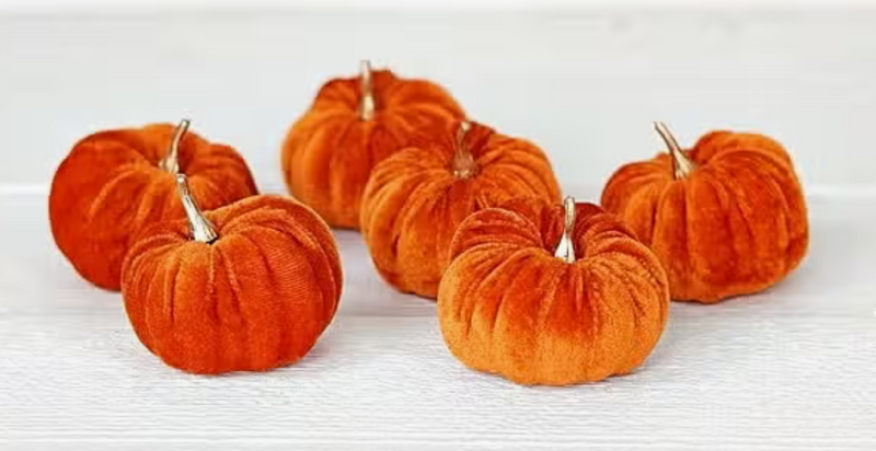 Set of 6 Mini Velvet Pumpkin (3 Colors)