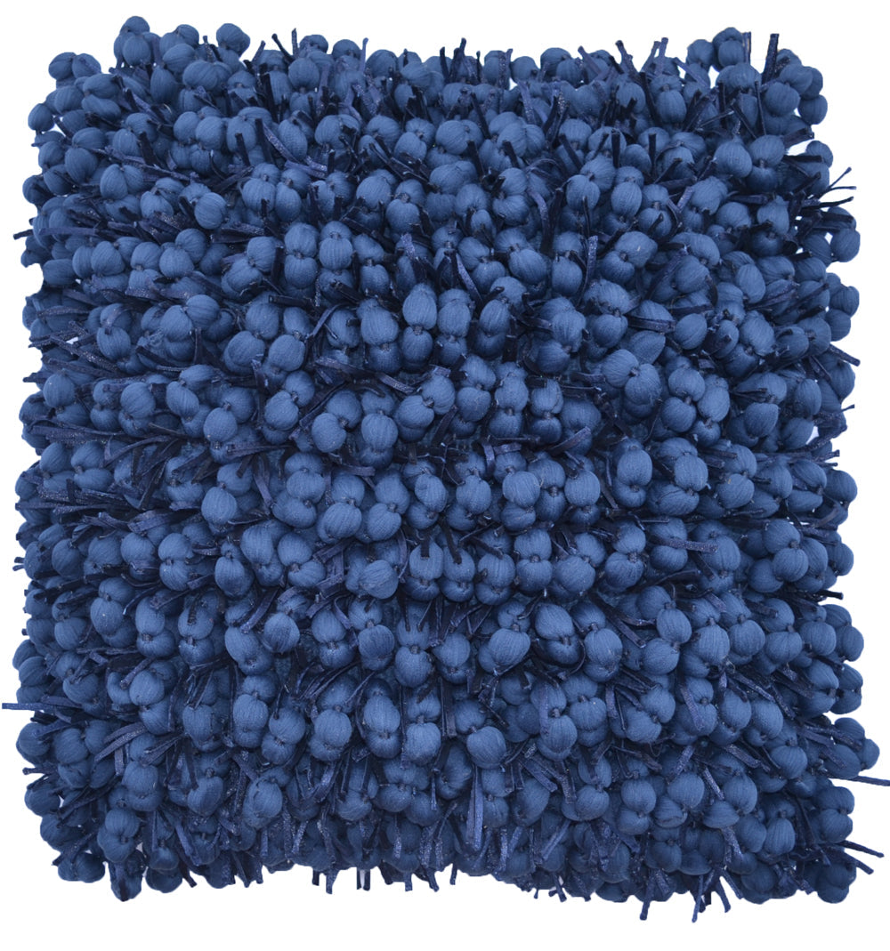 Pompom Woven Navy Pillow