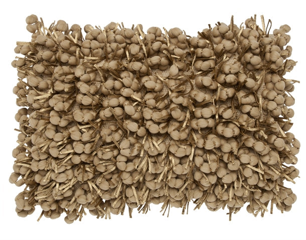 Pompom Woven Beige Lumbar Pillow