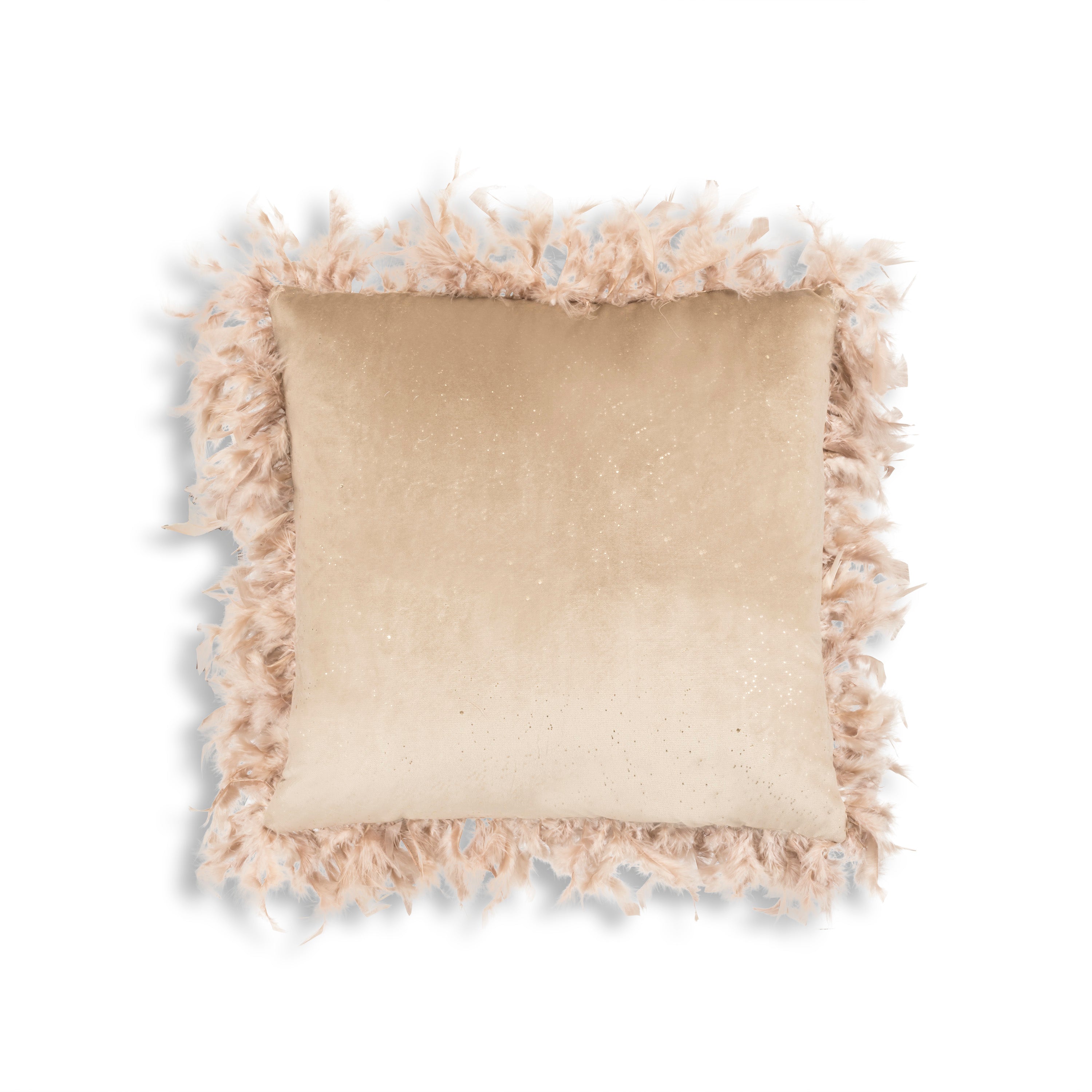 Rica Beige Feather Velvet Pillow